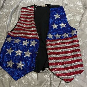 Vintage 90’s American flag sequin vest medium